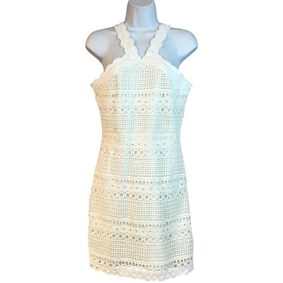 NWT KAREN MILLEN GUIPURE LACE WHITE COTTON DRESS 8